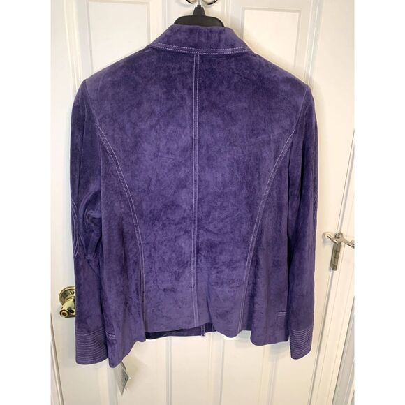 Terry Lewis Classic Luxuries Purple Leather Suede Jacket Size 14 NWT - Picture 3 of 9